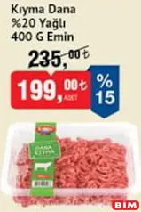 EMİN KIYMA DANA %20 YAĞLI 400 G